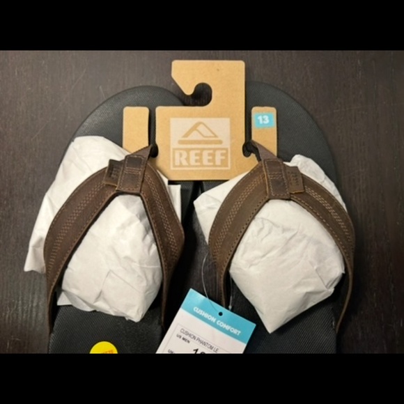 REEF Cushion Phantom LE Flip Flop Sandals Black/Brown Mens 13 - Picture 3 of 13